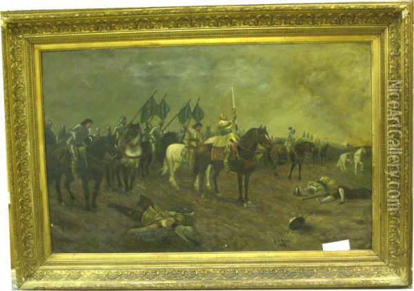 Slagfalt Med Gustaf Ii Adolf. Oil Painting - Carl Gabriel Wadell