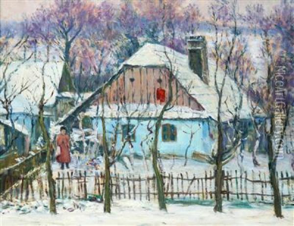 Winter In Vitanov Oil Painting - Frantisek Kavan