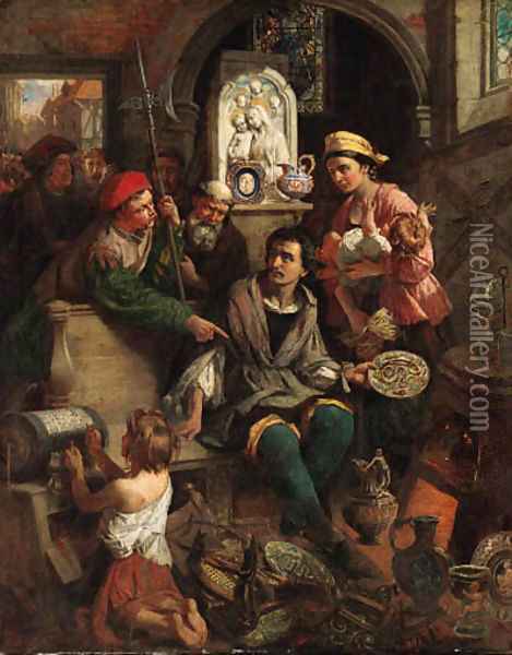 Bernard Palissy, the potter, taken by his townspeople for a coiner Oil Painting - Thomas Frank Heaphy