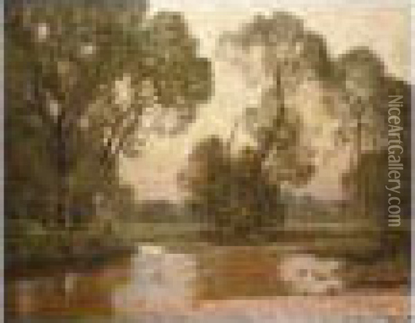 River Landscape Oil Painting - Sir Alfred East