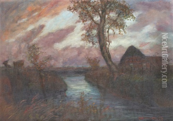 Fluslandschaft Oil Painting - Otto Modersohn