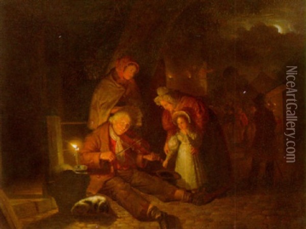 Der Blinde Geiger Oil Painting - Jan Hendrik van Grootvelt