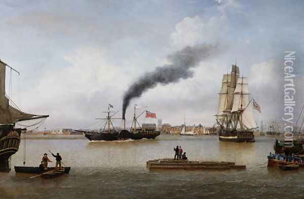 S.S. Forfarshire Leaving Hull on her Last Voyage Oil Painting - John Ward
