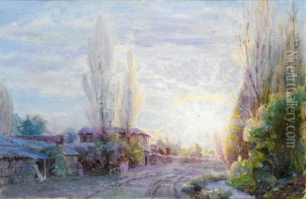 Sunset Near Santiago, Chile Oil Painting - Alfredo Helsby