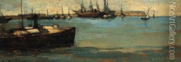 Porto Di Livorno Oil Painting - Giovanni Bartolena