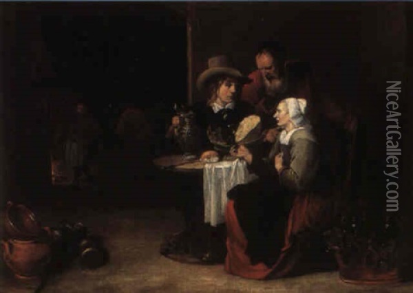 Scene D'interieur Oil Painting - Matheus van Helmont