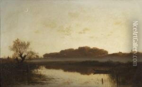 Abend An Der Oise Ii: Oil Painting - Adolf Heinrich Lier