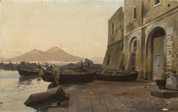 View Of Mount Vesuvius From The Bay Of Naples Oil Painting - Vladimir Donatovitch Orlovsky