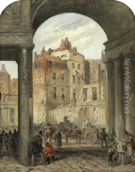 Foregate Strand, Entrance To Boswell Court Oil Painting - Robert Thomas Landells
