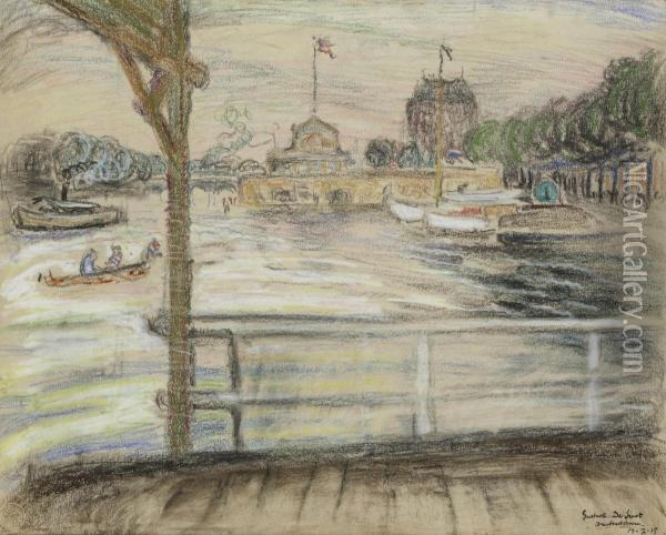 A View Of The Amstel With The Amstel Hotel In The Distance, Amsterdam Oil Painting - Gustave De Smet