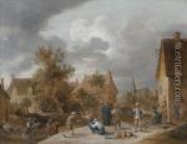 Soldiers Sacking A Village Oil Painting - David The Younger Teniers