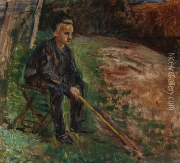 Siddende Dreng Oil Painting - Albert Gottschalk