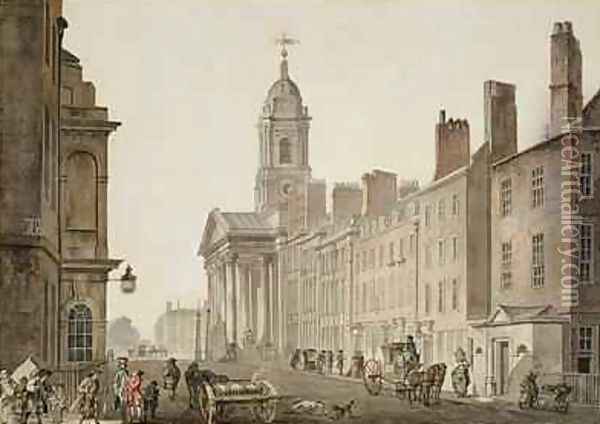 St Georges Hanover Square London 1780s Oil Painting - Thomas Malton, Jnr.