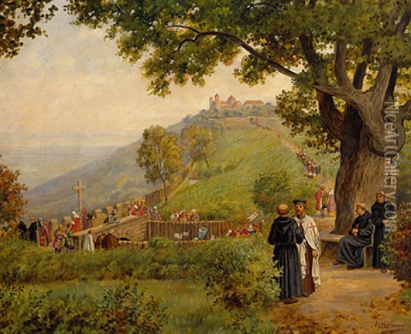 Der Heiligenberg Zur Zeit Der Kloster Oil Painting - Heinrich Hoffmann