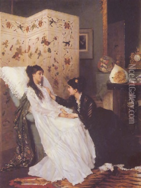 A Welcome Visitor Oil Painting - Gustave Leonhard de Jonghe