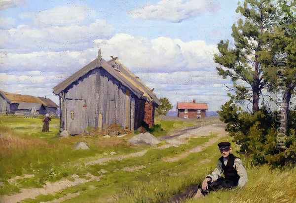 Landidyl (Farmyard) Oil Painting - Paul-Gustave Fischer