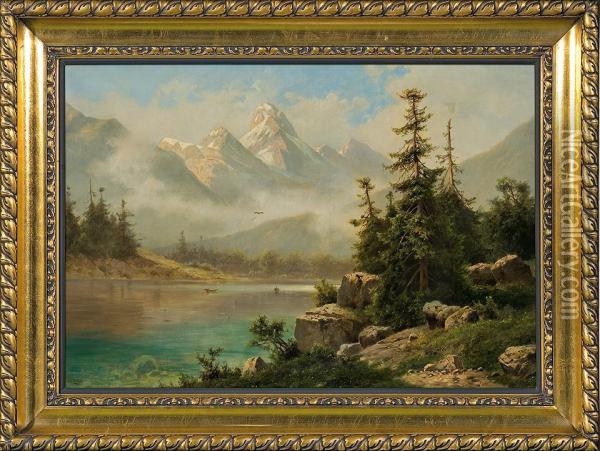 Lake In The Alps Oil Painting - Fritz Chwala