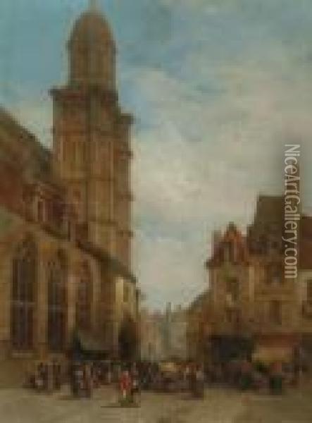 St Michael, Dijon, Burgundy Oil Painting - Lewis John Wood