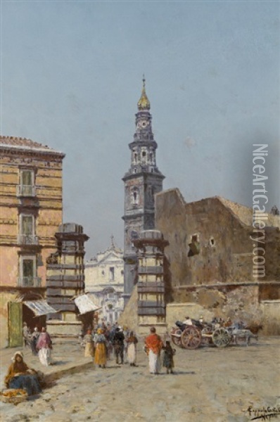 Neapolitanische Stadtpartie Oil Painting - Francesco Coppola Castaldo