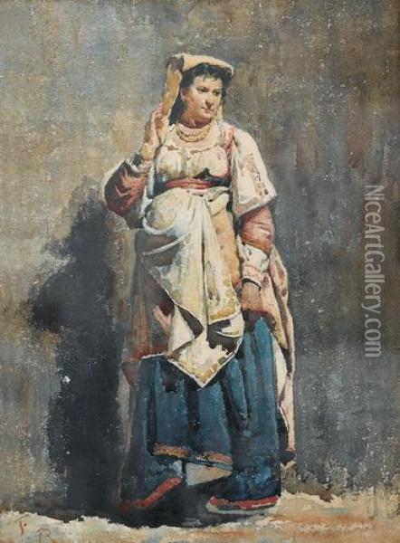 Bildnis Einer Italienerin In Tracht Oil Painting - Frank Buchser