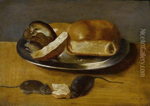 Still Life With Bread And Mice Oil Painting - Georg Flegel