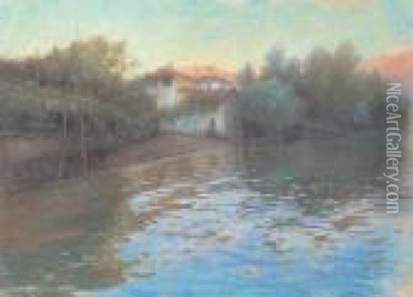 Crepuscolo Sul Lago Oil Painting - Giuseppe Pennasilico