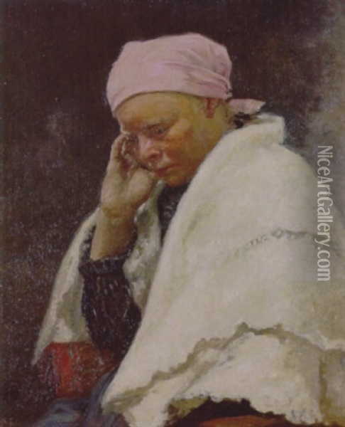 Lady With Shawl Oil Painting - Rupert Bunny