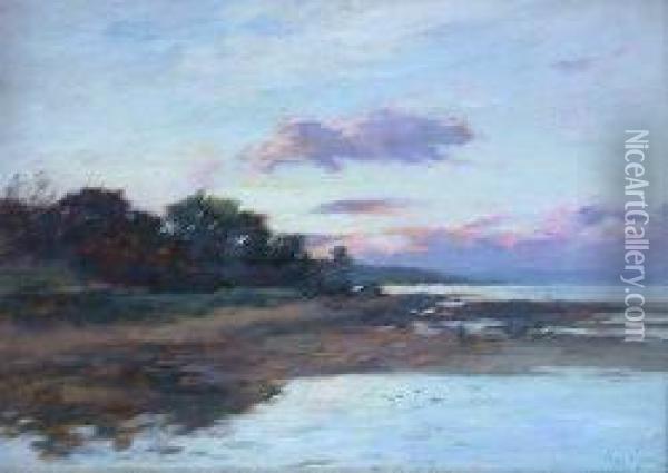 Sunset On The Estuary Oil Painting - Joseph Milner