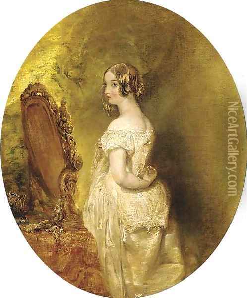 The bride Oil Painting - Alfred Woolmer