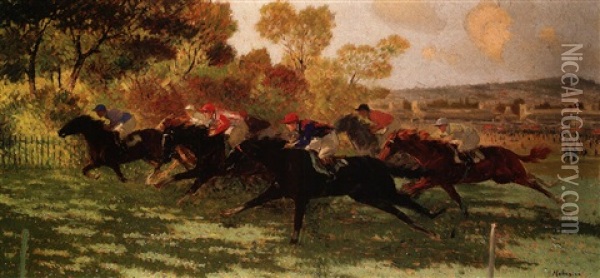 La Course Oil Painting - Louis Ferdinand Malespina