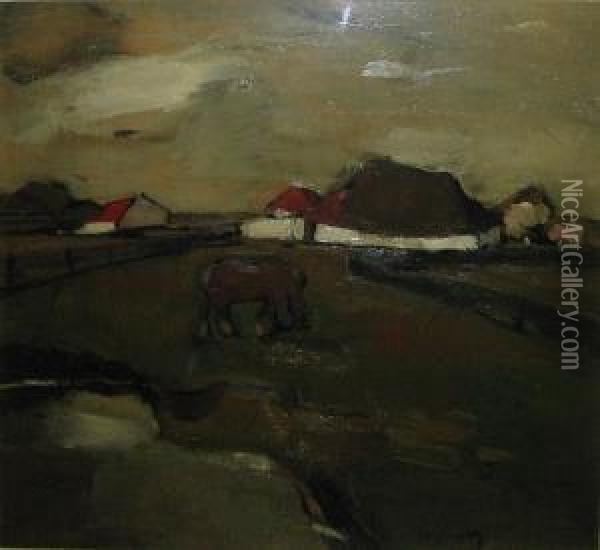 Paard In De Wei Oil Painting - Oscar Verpoorten