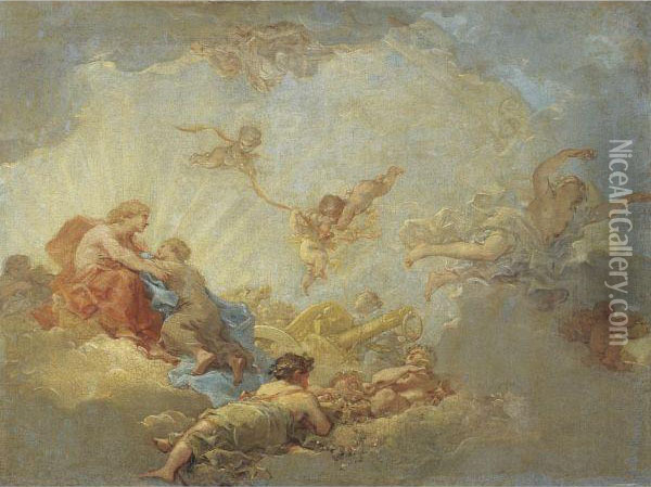 Apollo And Aurora Oil Painting - Jean Simon Berthelemy