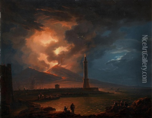 The Eruption Of Mount Vesuvius Oil Painting - Albert Christoph Dies