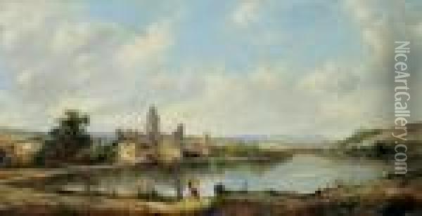 Landschaft Mit Dorf Und Ruine. Oil Painting - George Vicat Cole