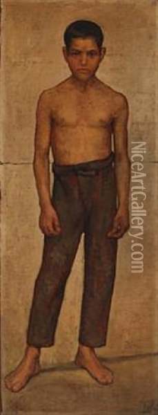 A Standing Spanish Boy Oil Painting - Svend Rathsack