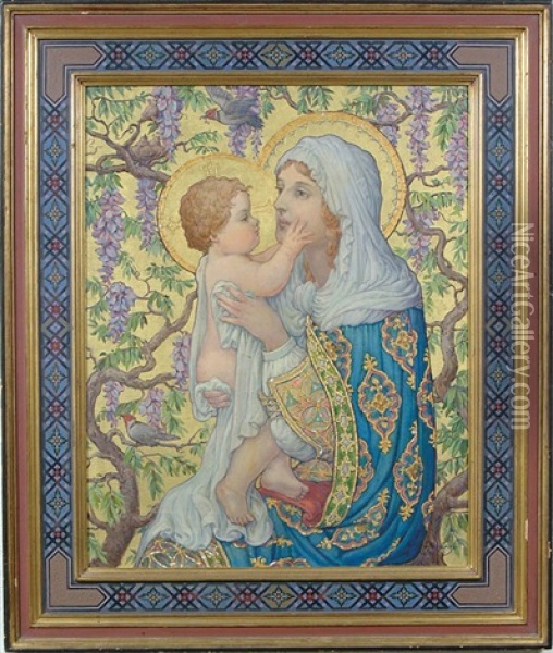 The Madonna And Child Amongst A Flowering Tree Oil Painting - Nicola D'Ascenzo