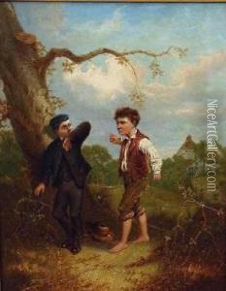 The Quarrel Oil Painting - Charles, Hunt Jnr.
