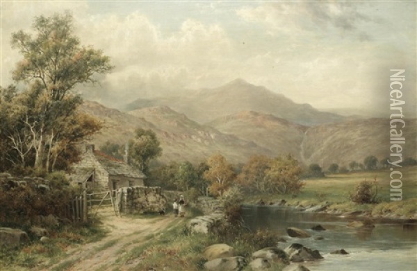 On The Upper Conway' Oil Painting - William Henry Mander