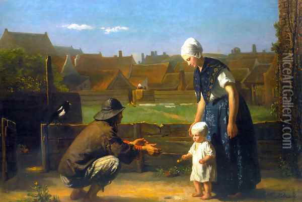 The First Step Oil Painting - Jozef Israels