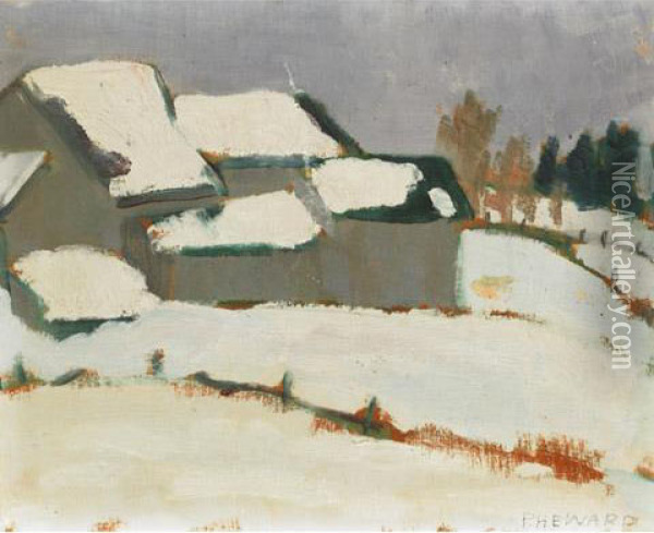 Farm In Winter Oil Painting - Prudence Heward