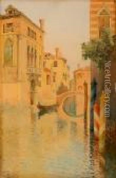 A Canal In Venice Oil Painting - Emilios Prosalentis