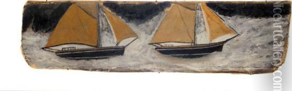 Two Sailing Boats Oil Painting - Alfred Wallis