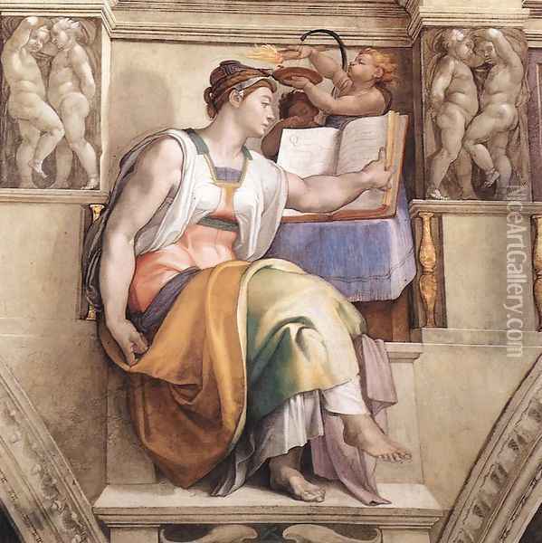 The Erythraean Sibyl 1509 Oil Painting - Michelangelo Buonarroti