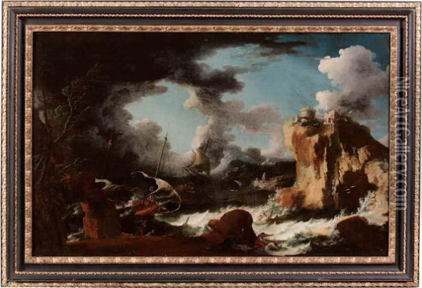 Burrasca Di Mare Oil Painting - Pieter the Younger Mulier