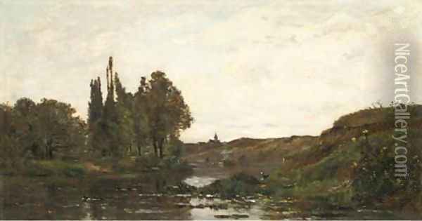 Les bords de l'Oise 2 Oil Painting - Charles-Francois Daubigny