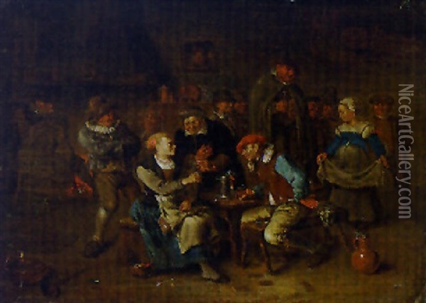 Peasants Merrymaking In A Tavern Oil Painting - Egbert van Heemskerck the Younger