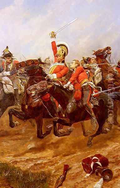 Life-Guards Charging At The Battle Of Waterloo Oil Painting - Richard Caton Woodville
