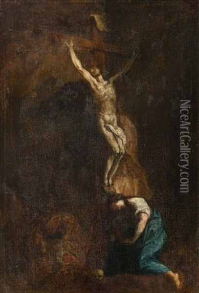 Christus Am Kreuz Oil Painting - Martin Johann (Kremser Schmidt) Schmidt