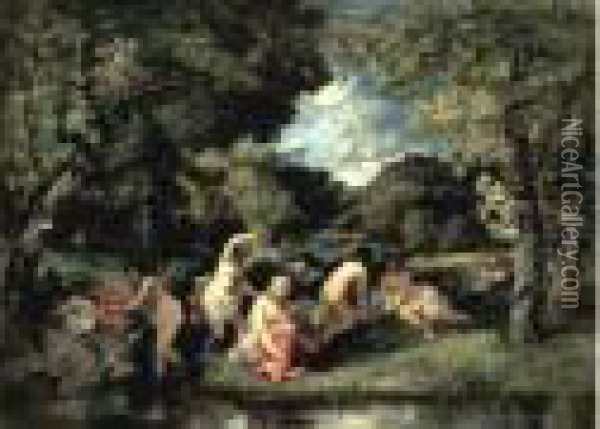 Les Baigneuses Oil Painting - Narcisse-Virgile D Az De La Pena