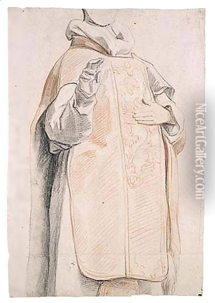 Study Of A Figure In Priest's Robes Oil Painting - Jacob Jordaens